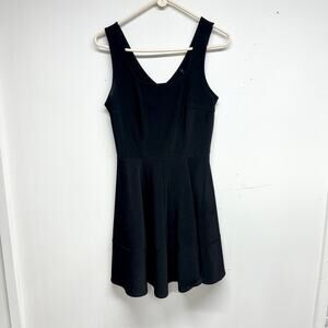 Lulu’s Home Before Midnight Fit & Flare Mini‎ Dress Black Square Neck Back Zip M